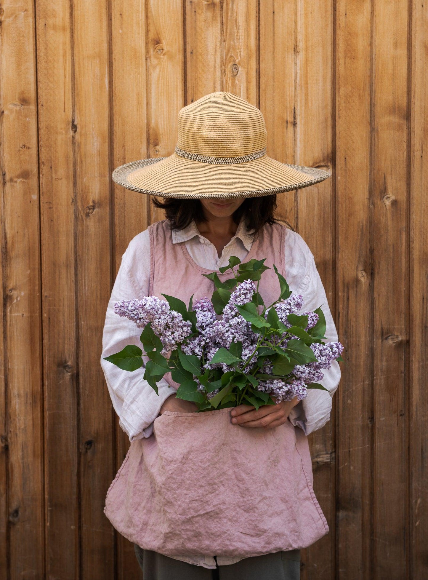Linen Gardener Apron - Dusty-pink