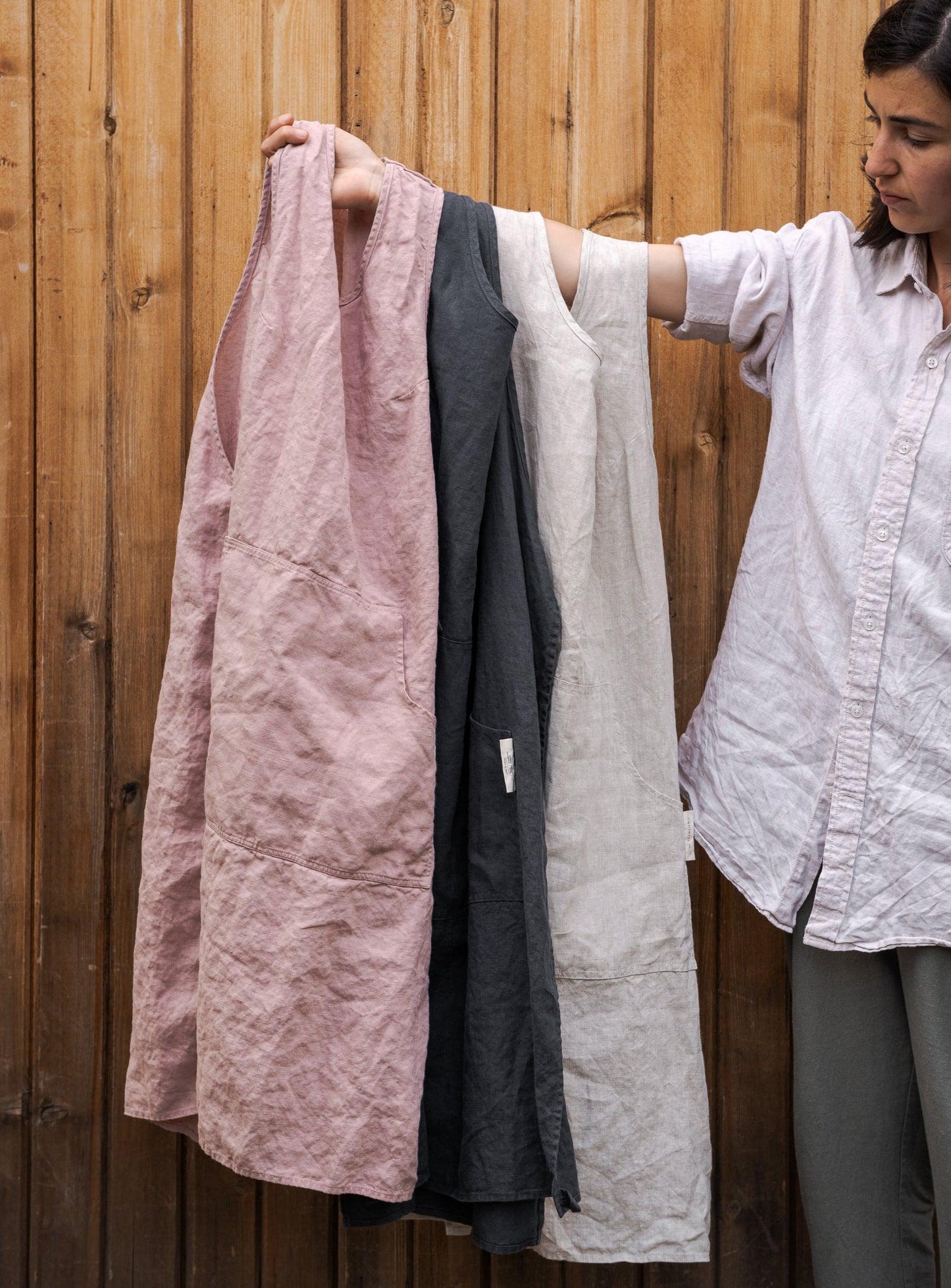 Linen Gardener Apron - Dusty-pink