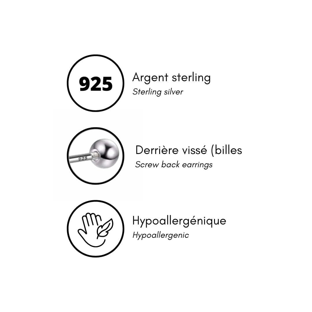 Boucles d'oreilles Trinity en argent sterling