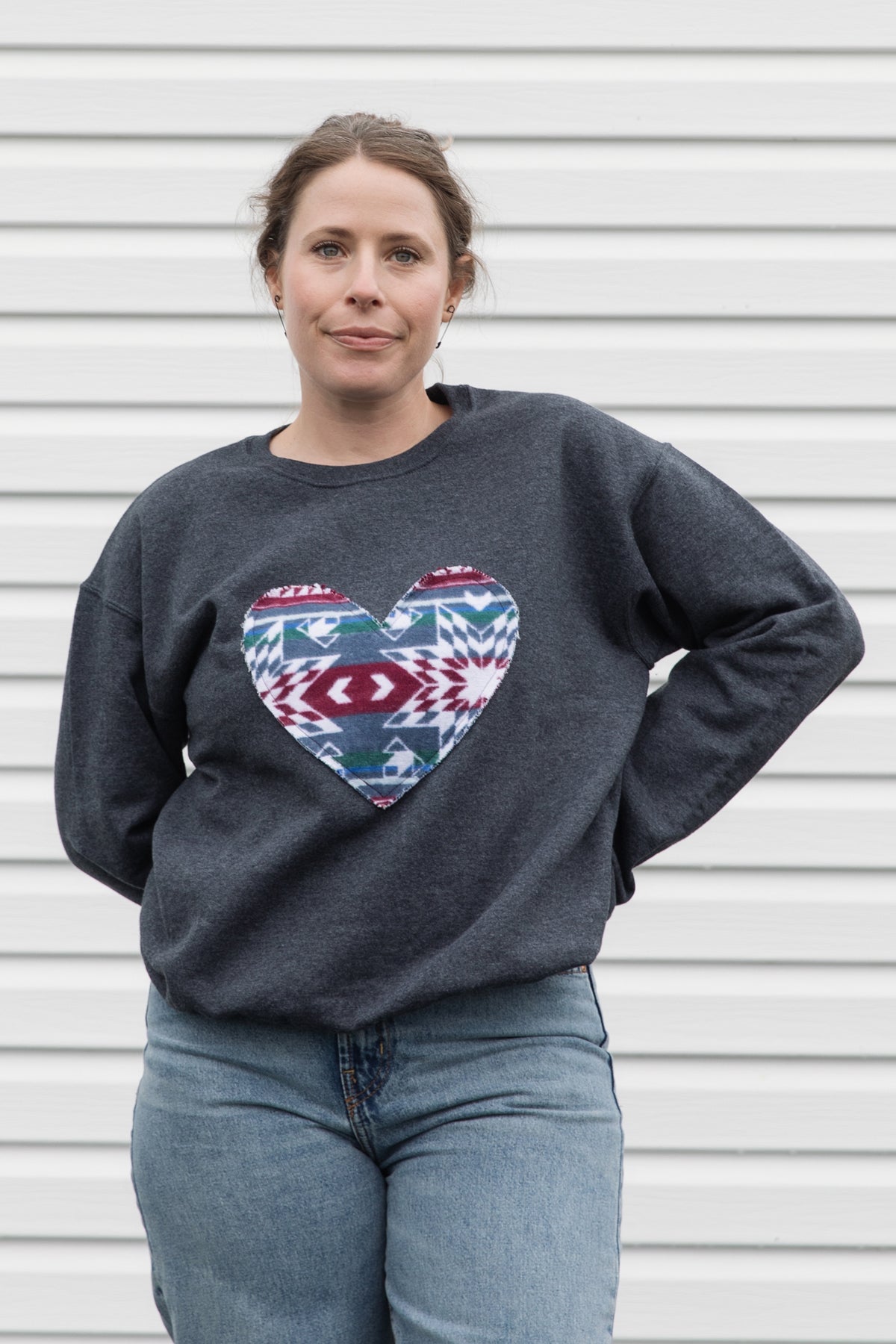 Colouful {Mini Tipi} Heart | Charcoal Crewneck Sweater