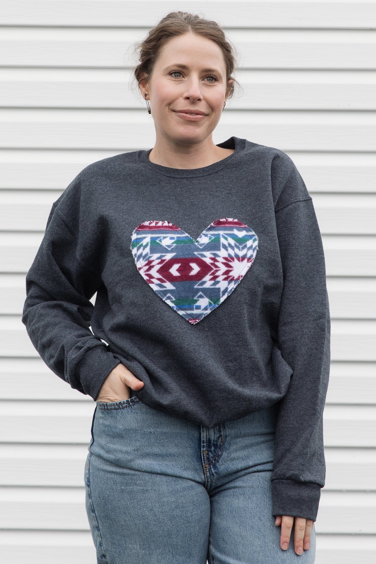 Colouful {Mini Tipi} Heart | Charcoal Crewneck Sweater