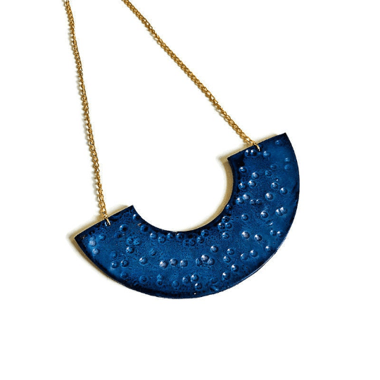 Modern Grey Statement Necklace Handmade from Clay & Painted