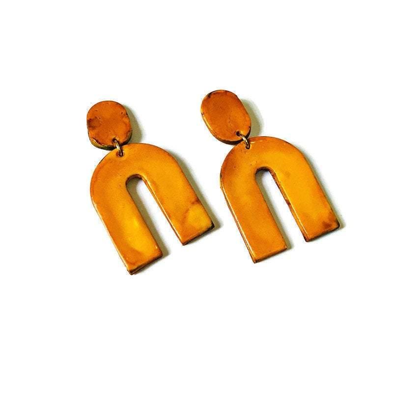 Arch Statement Earrings Handmade (Post or Clip On)- "Lucy"