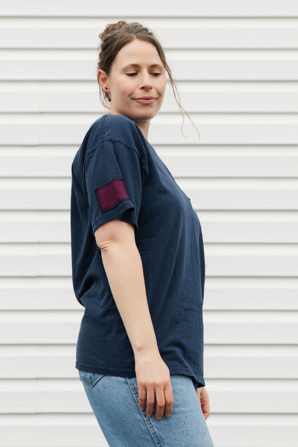 upcycled navy t-shirt with Pantone swatches {large}