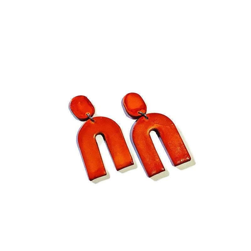 Arch Statement Earrings Handmade (Post or Clip On)- "Lucy"