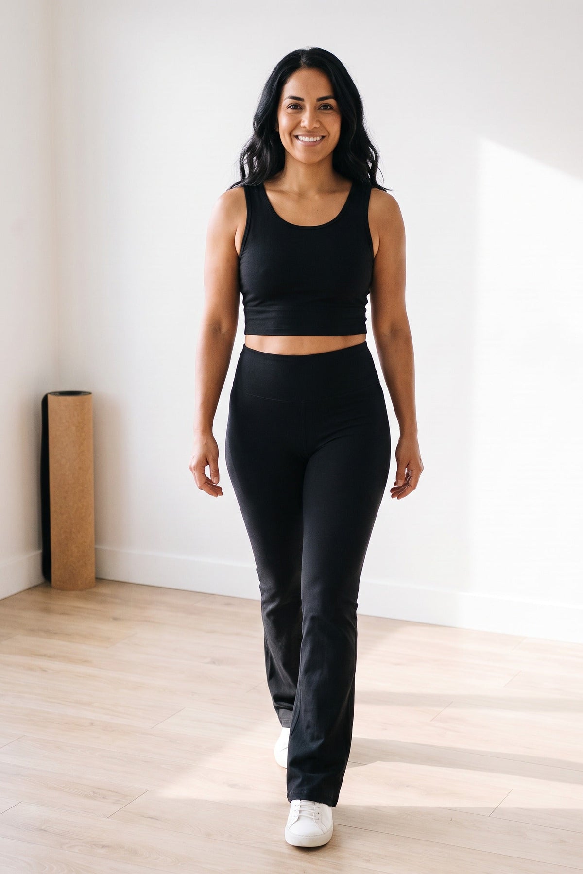 Organic Cotton High-Waisted Mini Flare Pants 32"