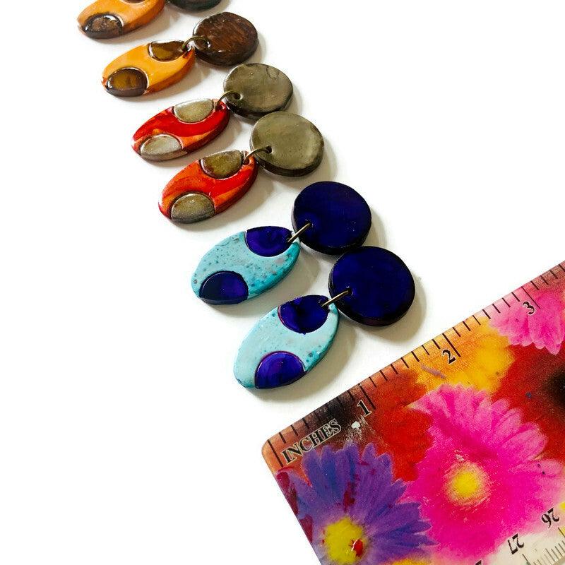 Polka Dot Earrings Post or Clip On Earrings Handmade