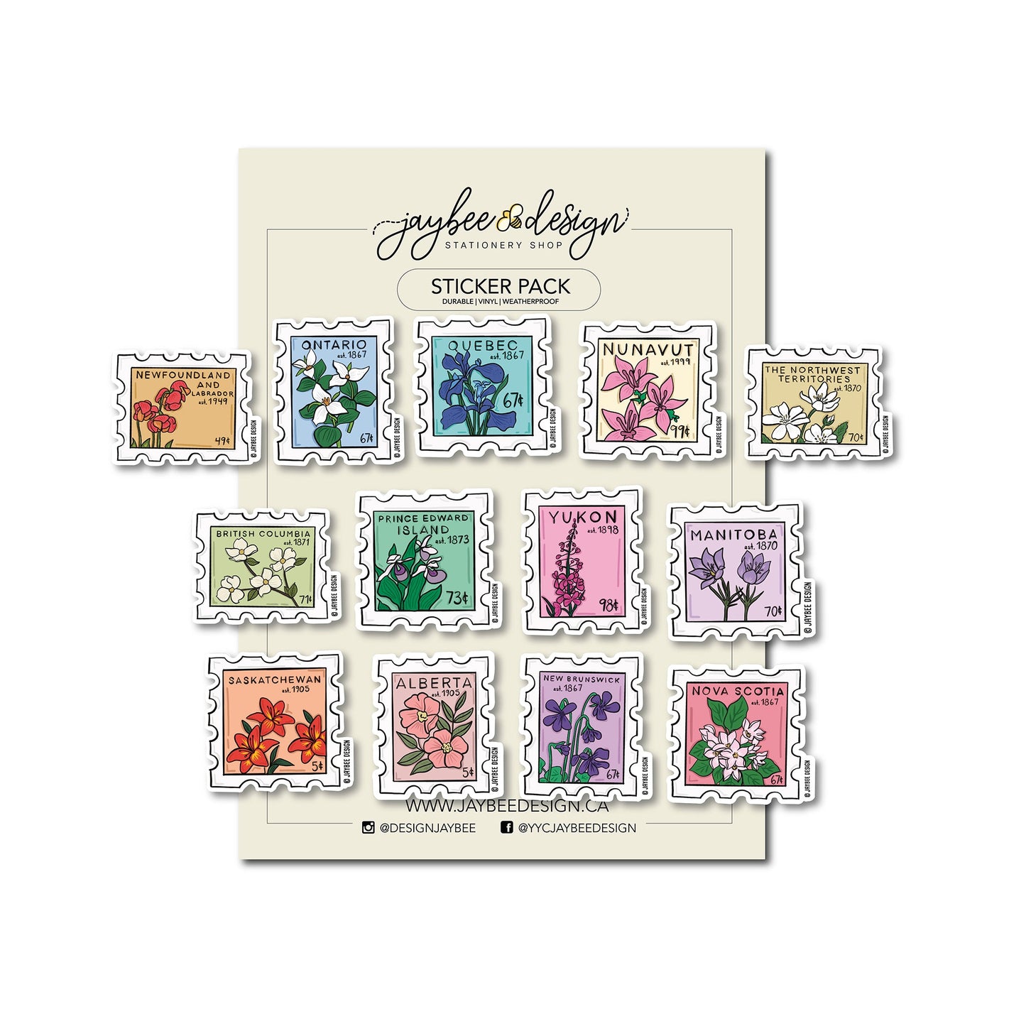 Canada Stamp Vinyl Sticker Pack