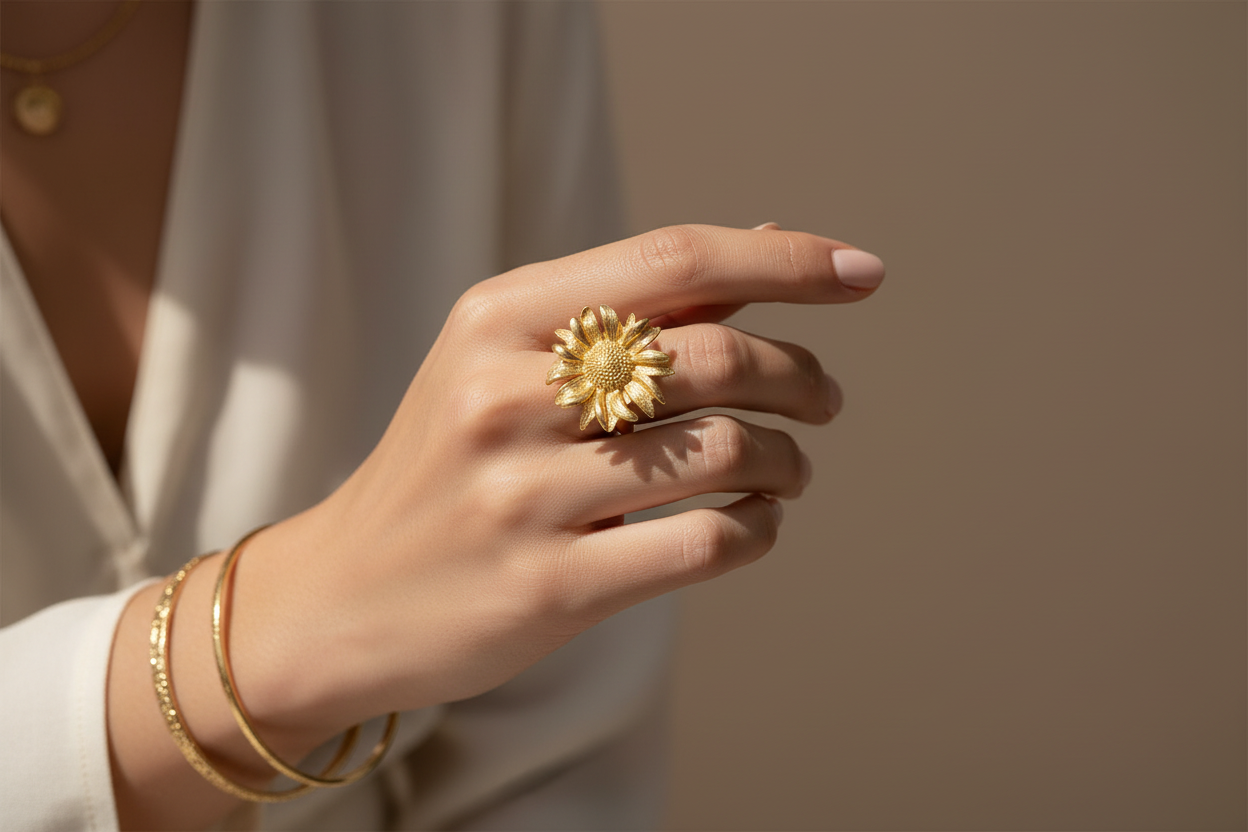 Flower Ring - Gold Stainless Steel