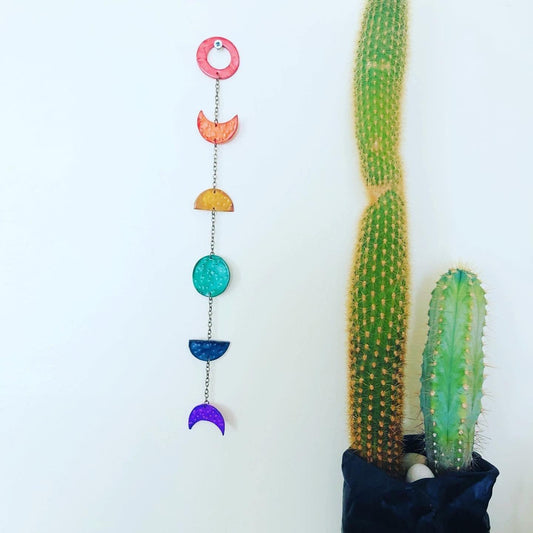 Rainbow Moon Phase Wall Hanging | Pride Decoration | Colorful Galaxy Artwork