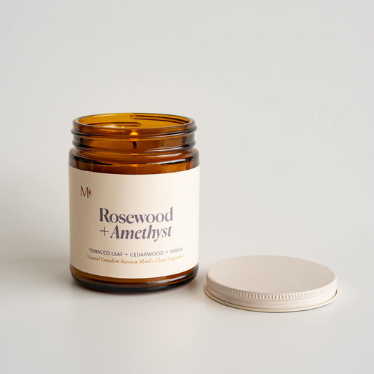 Rosewood + Amethyst Candle