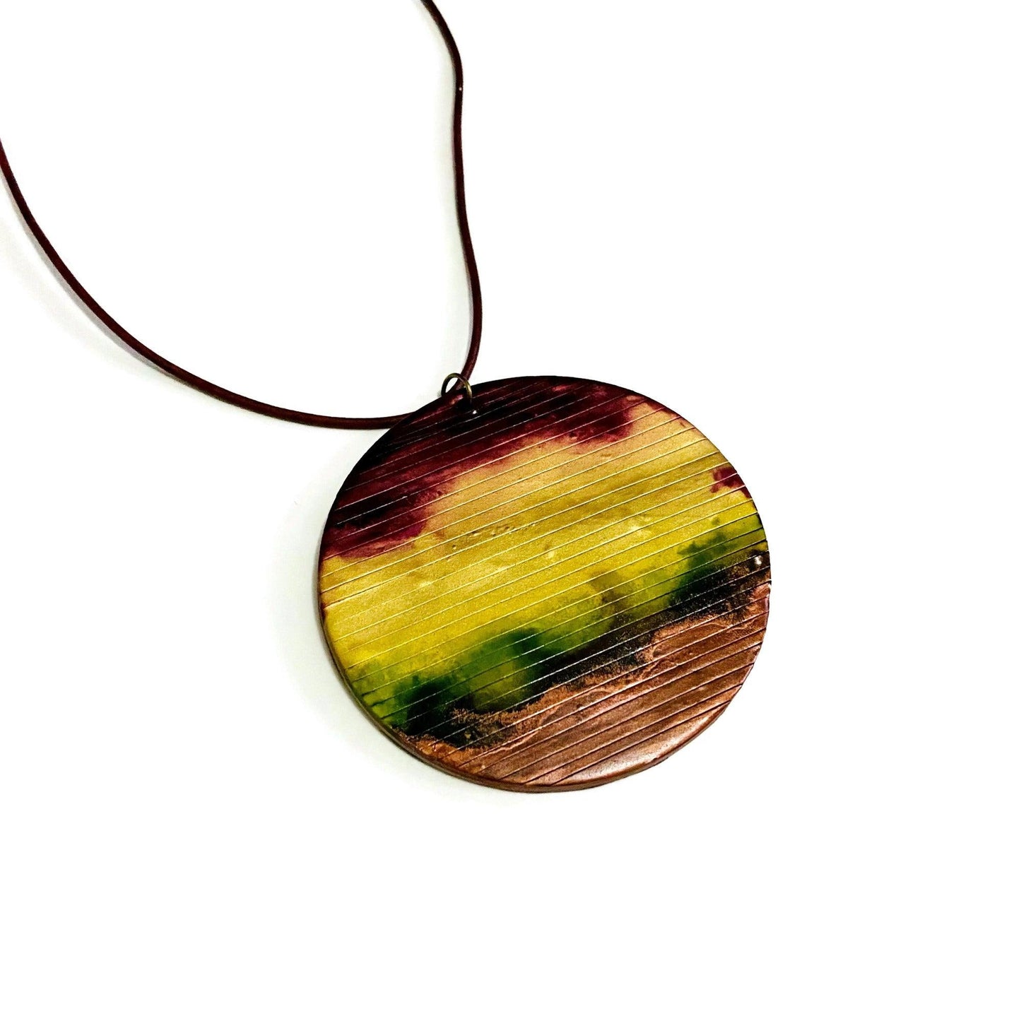 Rustic Chunky Circle Pendant Necklace