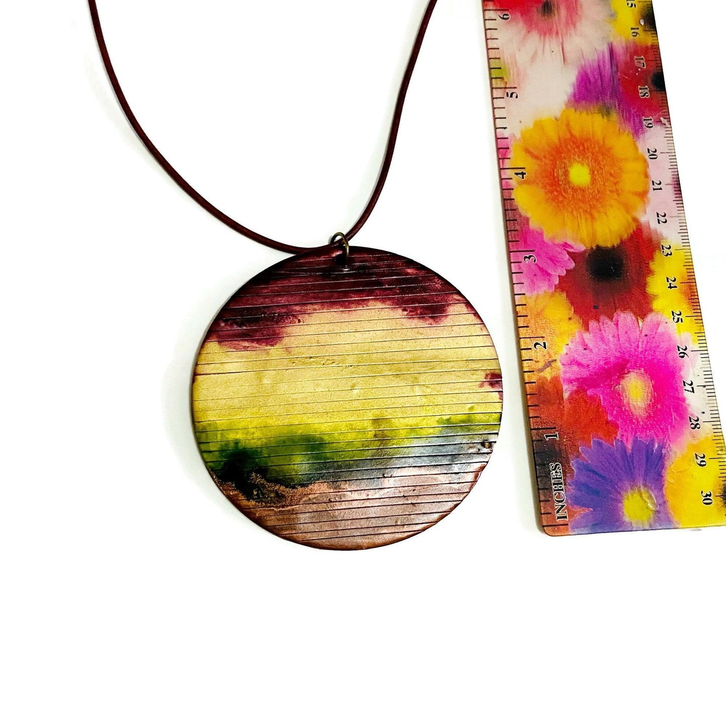 Rustic Chunky Circle Pendant Necklace