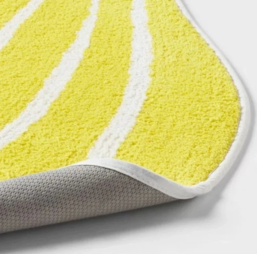 Lemon Shaped Machine Washable Non-Slip Bath Rug Yellow