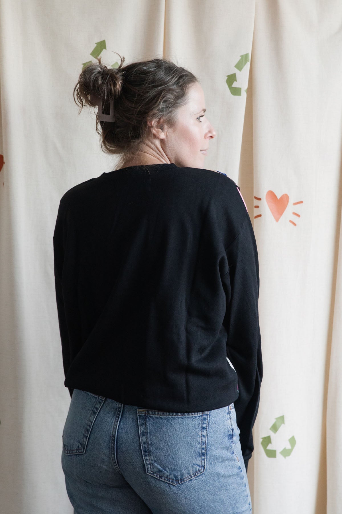 upcycled patchwork scrap fabric crewneck sweater {x-large}