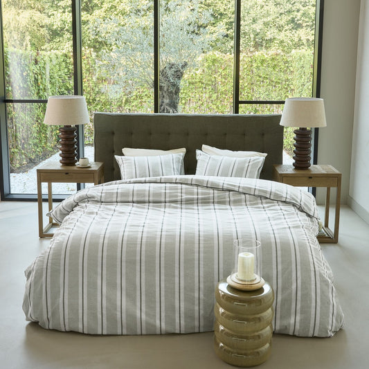 Housse de couette à rayures vertes Silvan