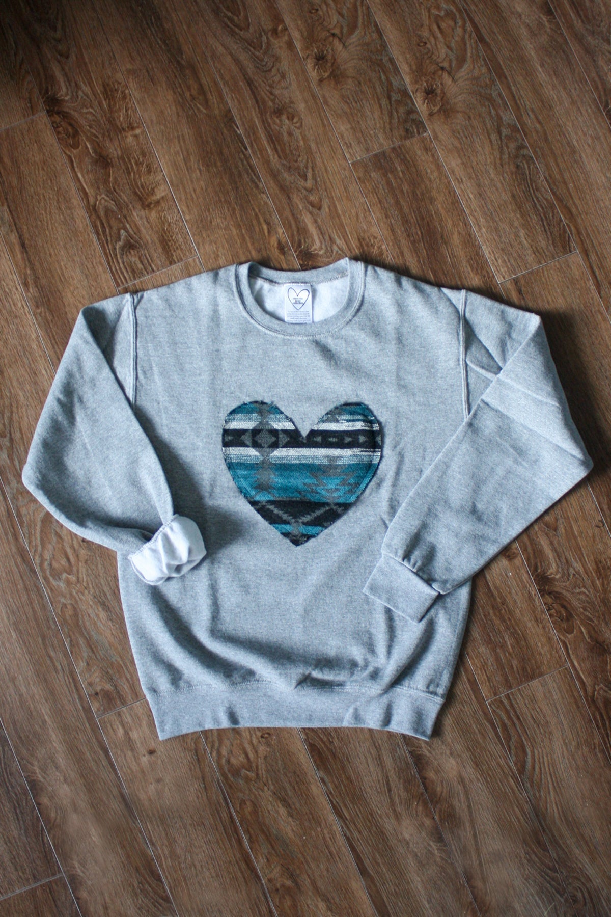 Sky {Mini Tipi} Heart | Heather Grey Crewneck Sweater