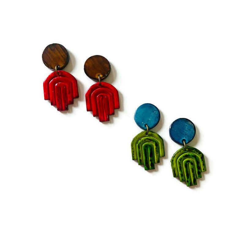 Small Art Deco Earrings Post or Clip Ons
