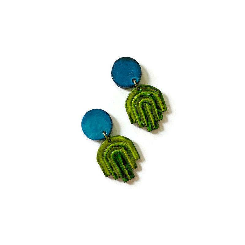 Small Art Deco Earrings Post or Clip Ons