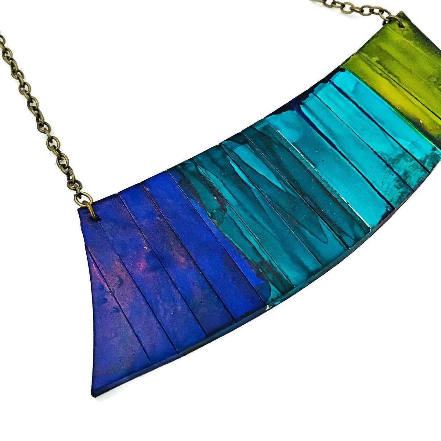Statement Jewelry Set with Ombre Stripes, Bar Earrings & Asymmetric Necklace