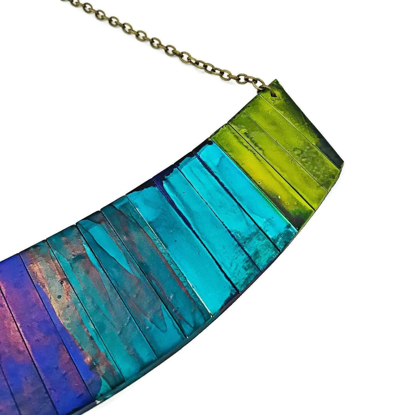 Statement Jewelry Set with Ombre Stripes, Bar Earrings & Asymmetric Necklace