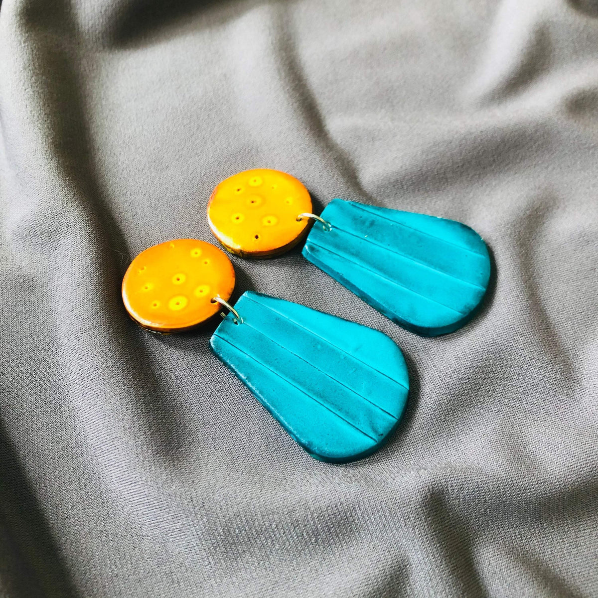 Colorful Summer Statement Earrings Handmade, Post or Clip Ons- "Belle"
