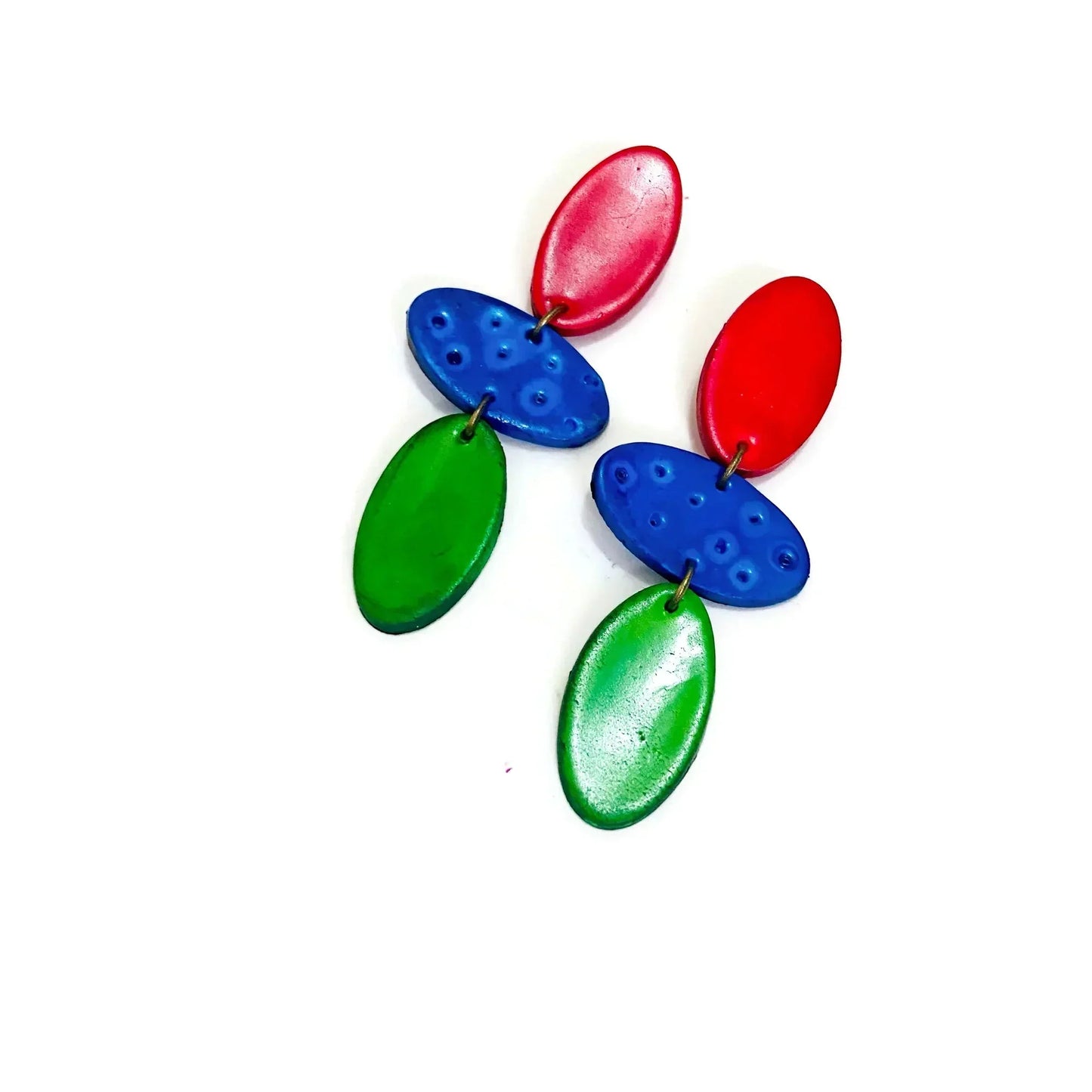 Tri Color Statement Earrings Handmade- "Abby"