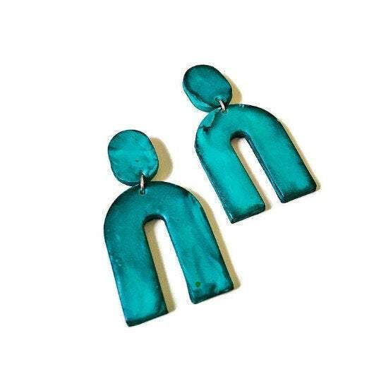 Arch Statement Earrings Handmade (Post or Clip On)- "Lucy"