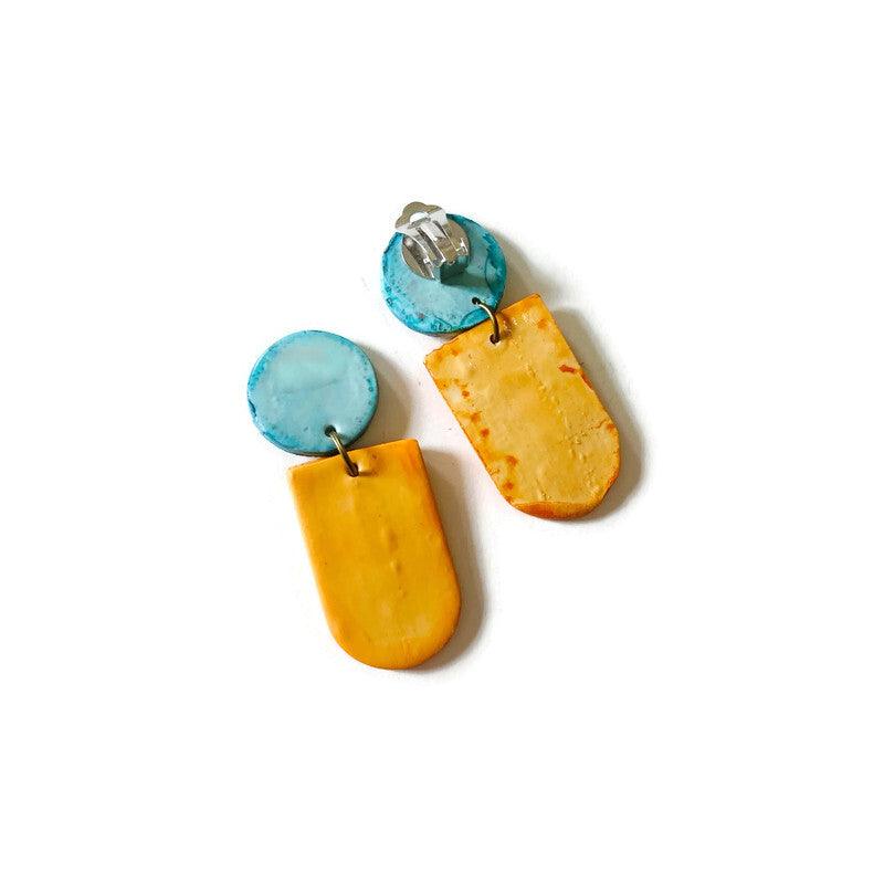 Unique Geometric Jewelry Set in Baby Blue, Peach, Brown & Grey