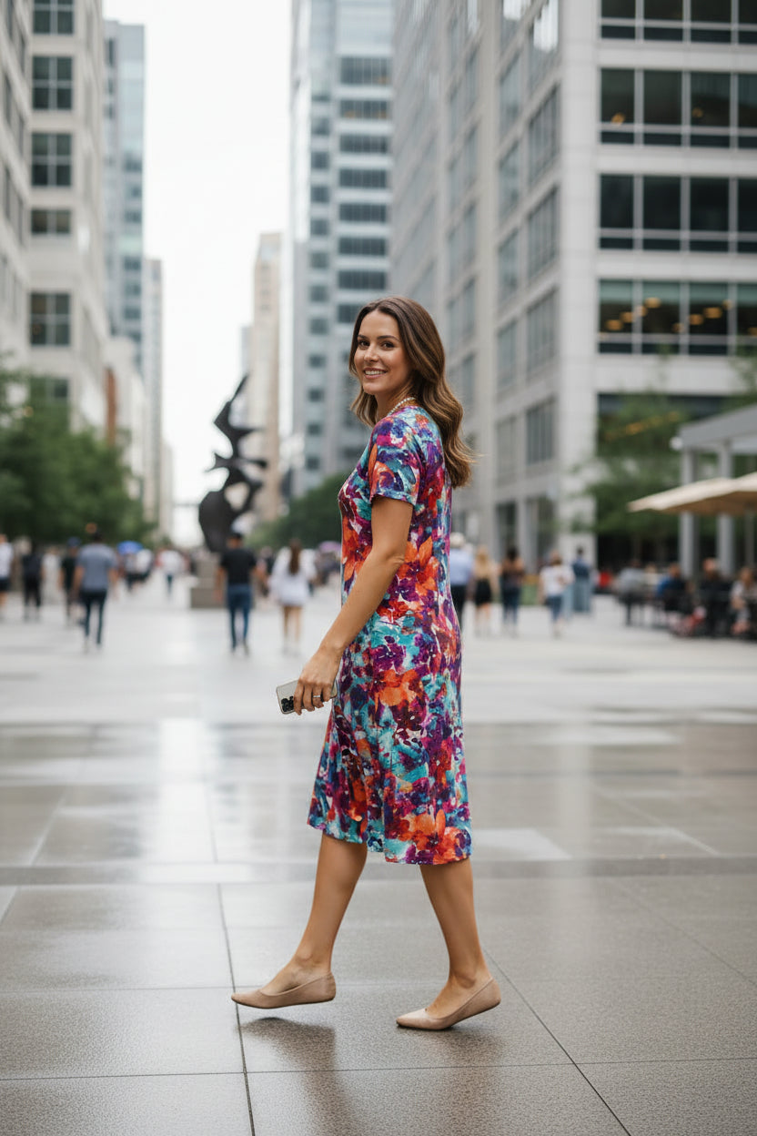 Watercolour Floral Print Dress
