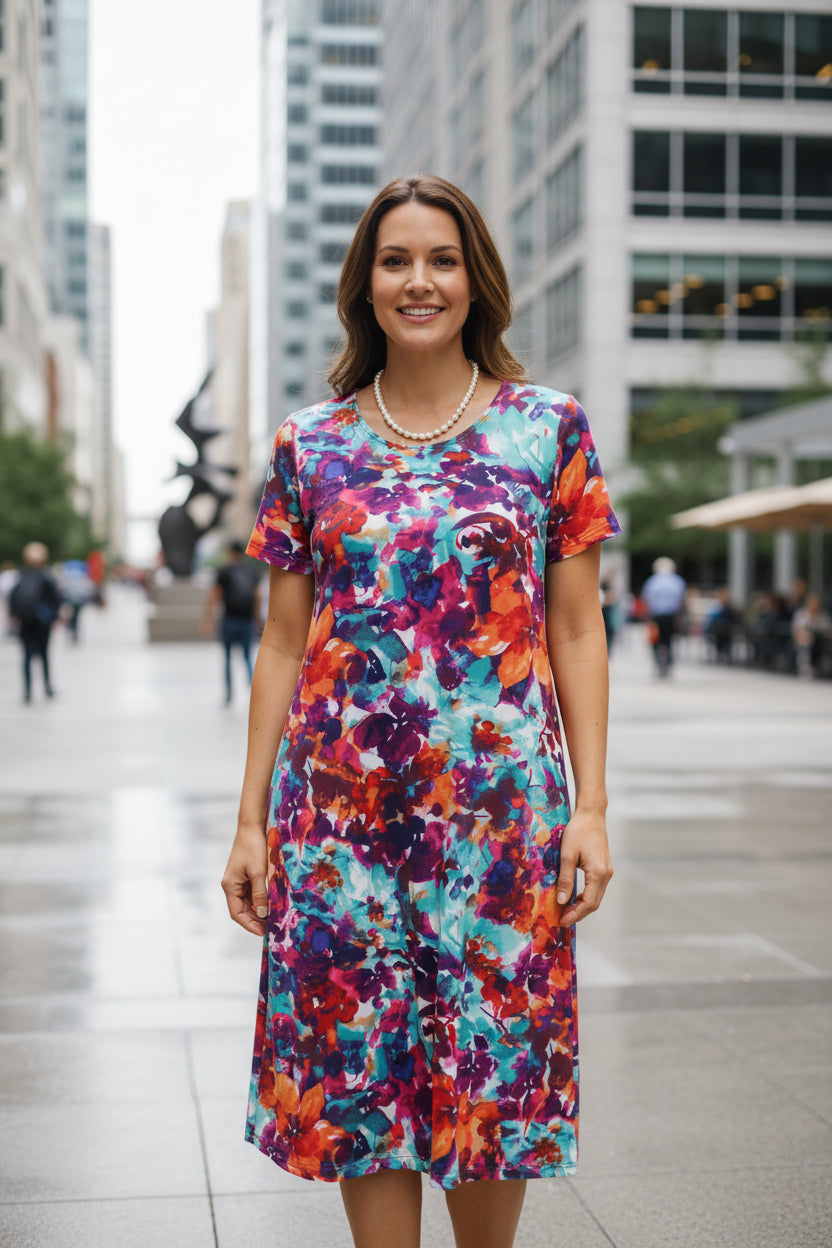 Watercolour Floral Print Dress