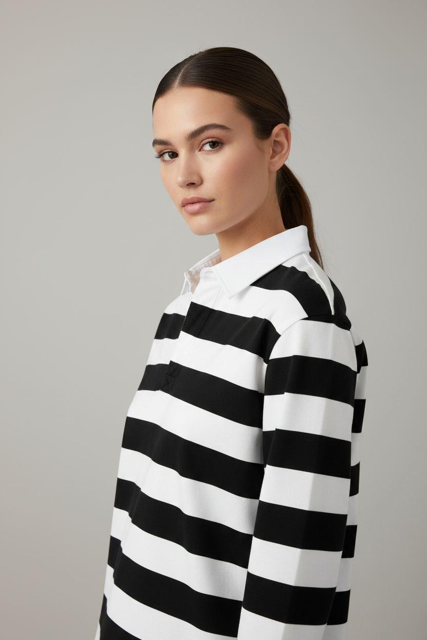Color Block Stripe Polo Shirt