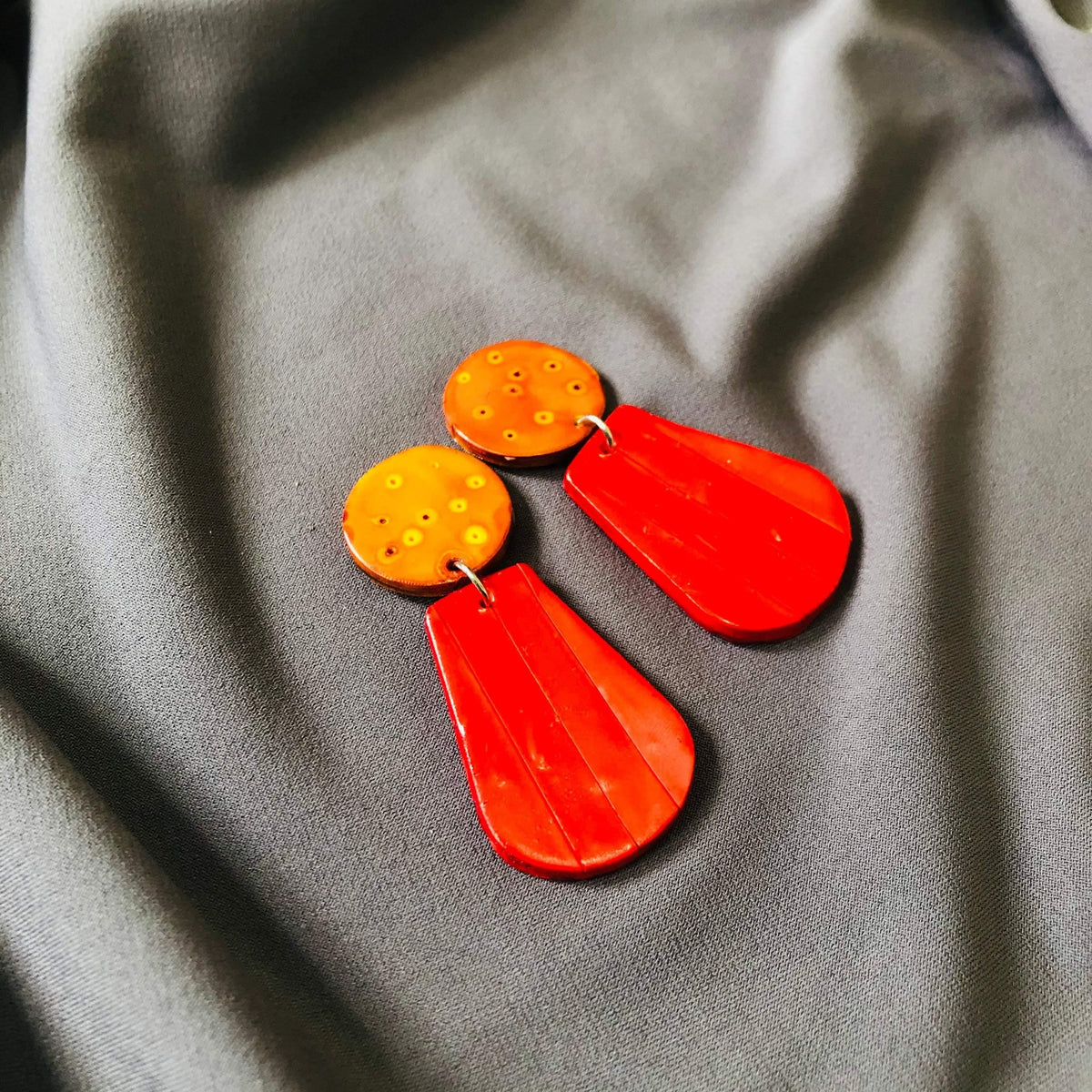 Colorful Summer Statement Earrings Handmade, Post or Clip Ons- "Belle"
