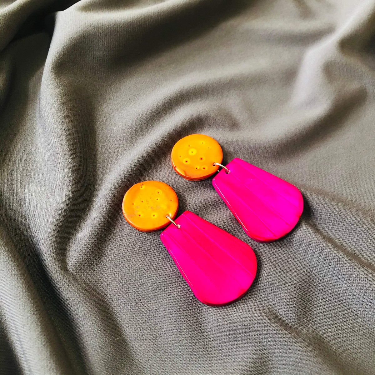 Colorful Summer Statement Earrings Handmade, Post or Clip Ons- "Belle"