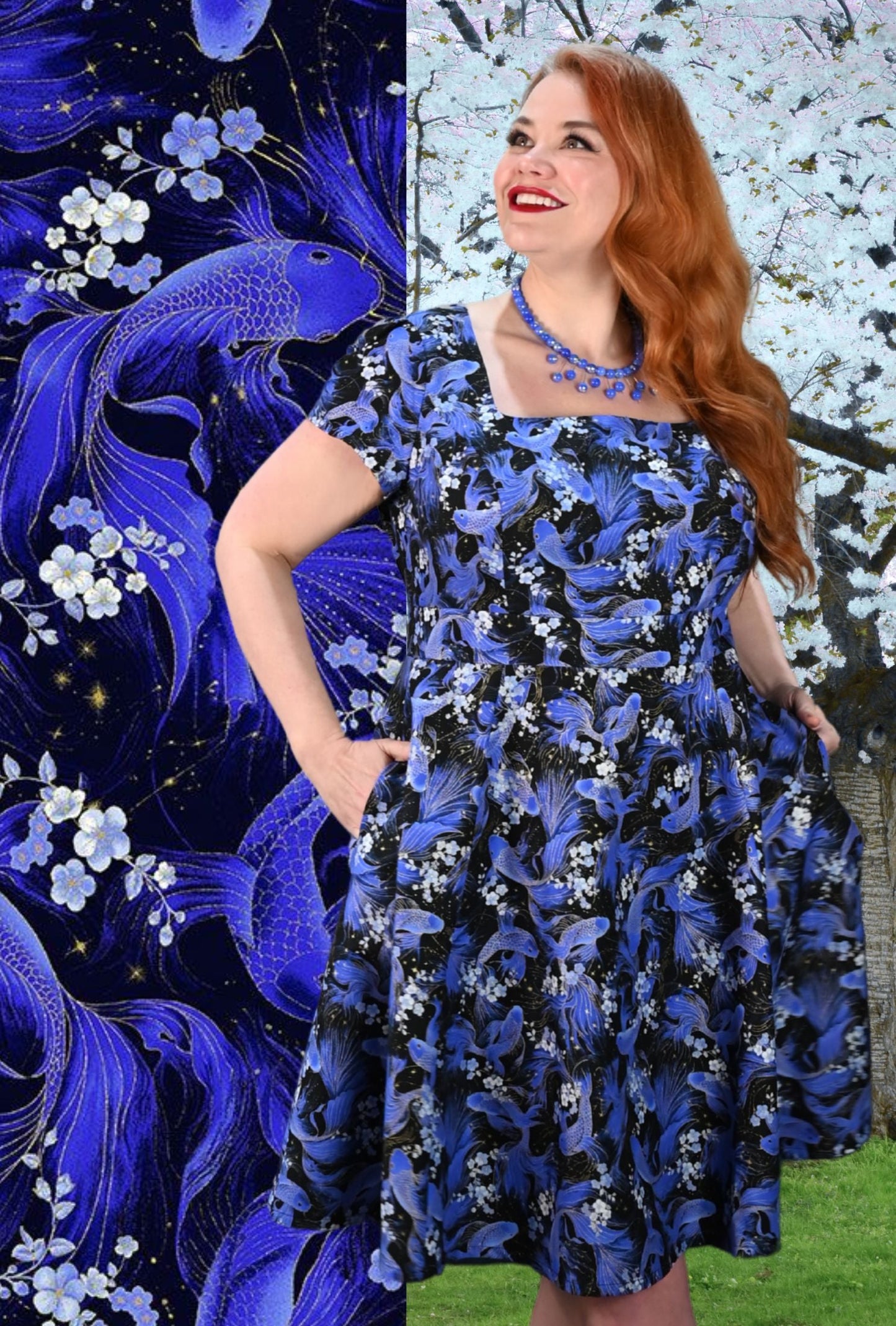 Winifred  - Yume and Koi - Koi fish and Cherry Blossom Dress